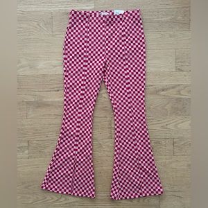 Juniors Flare red & pink checkered pants, SO goods for life, Size Large